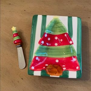 Christmas Serving Dish with Knife